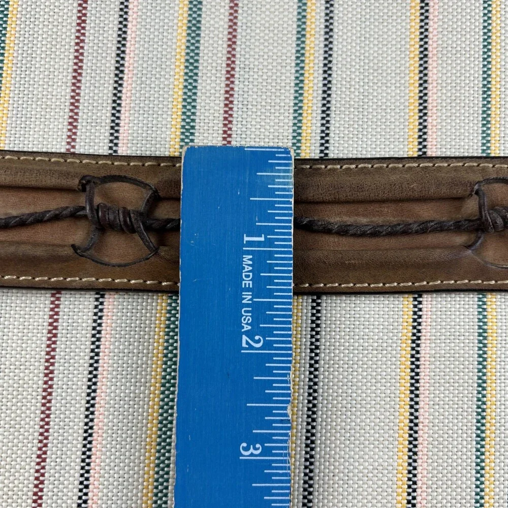 Justin Belt Mens Aged Bark Fenced in Belt C10817 Brown Barbed Wire Size 42